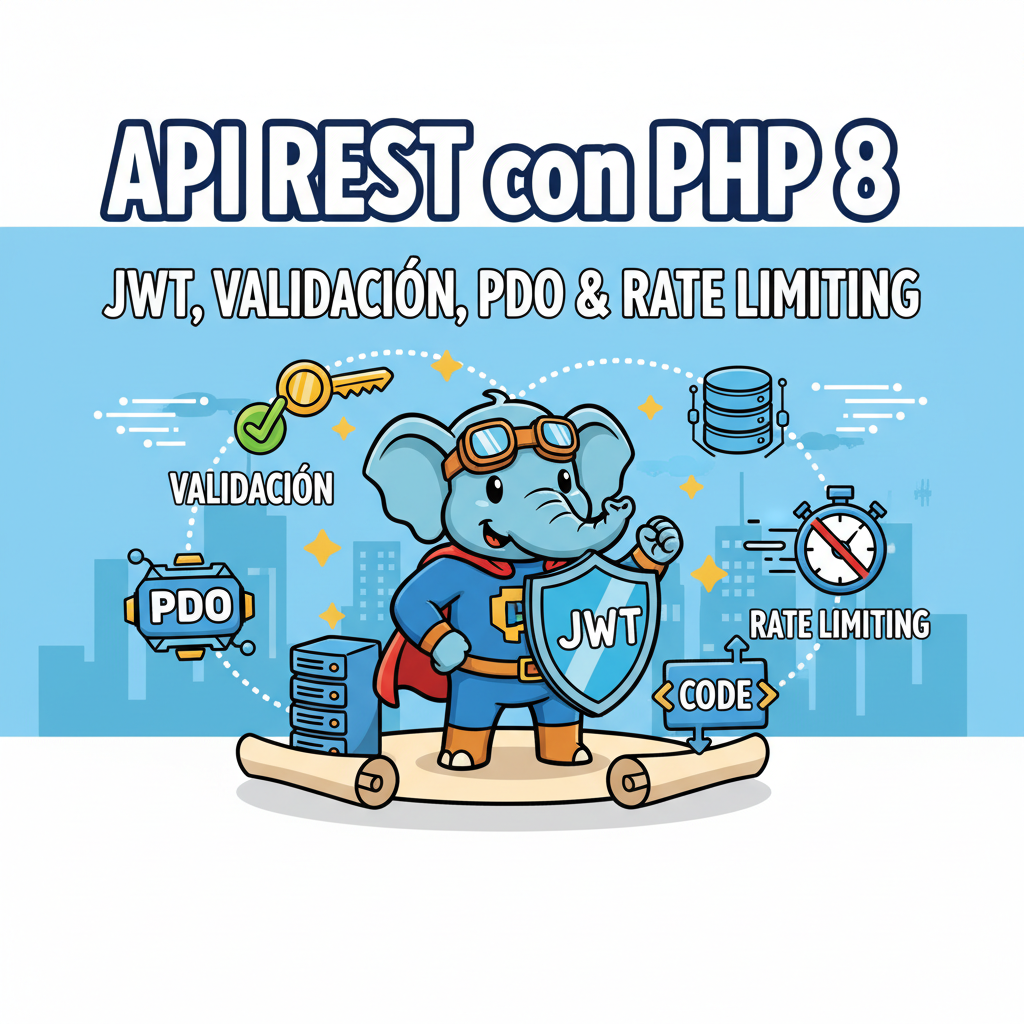 API REST con PHP 8: JWT, validación, PDO y rate limiting (ejemplo práctico)