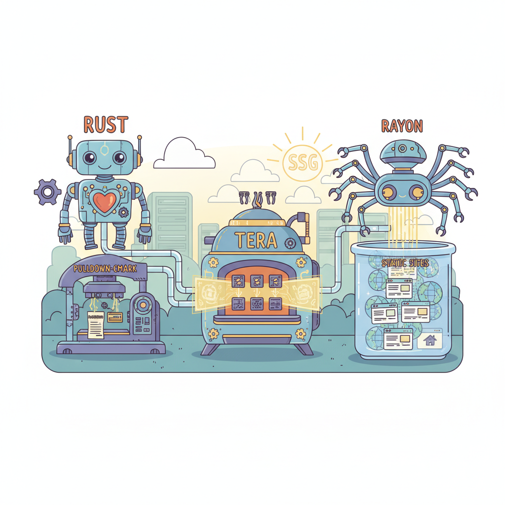 Generador estático de sitios en Rust: SSG mínimo con Tera, pulldown-cmark y Rayon