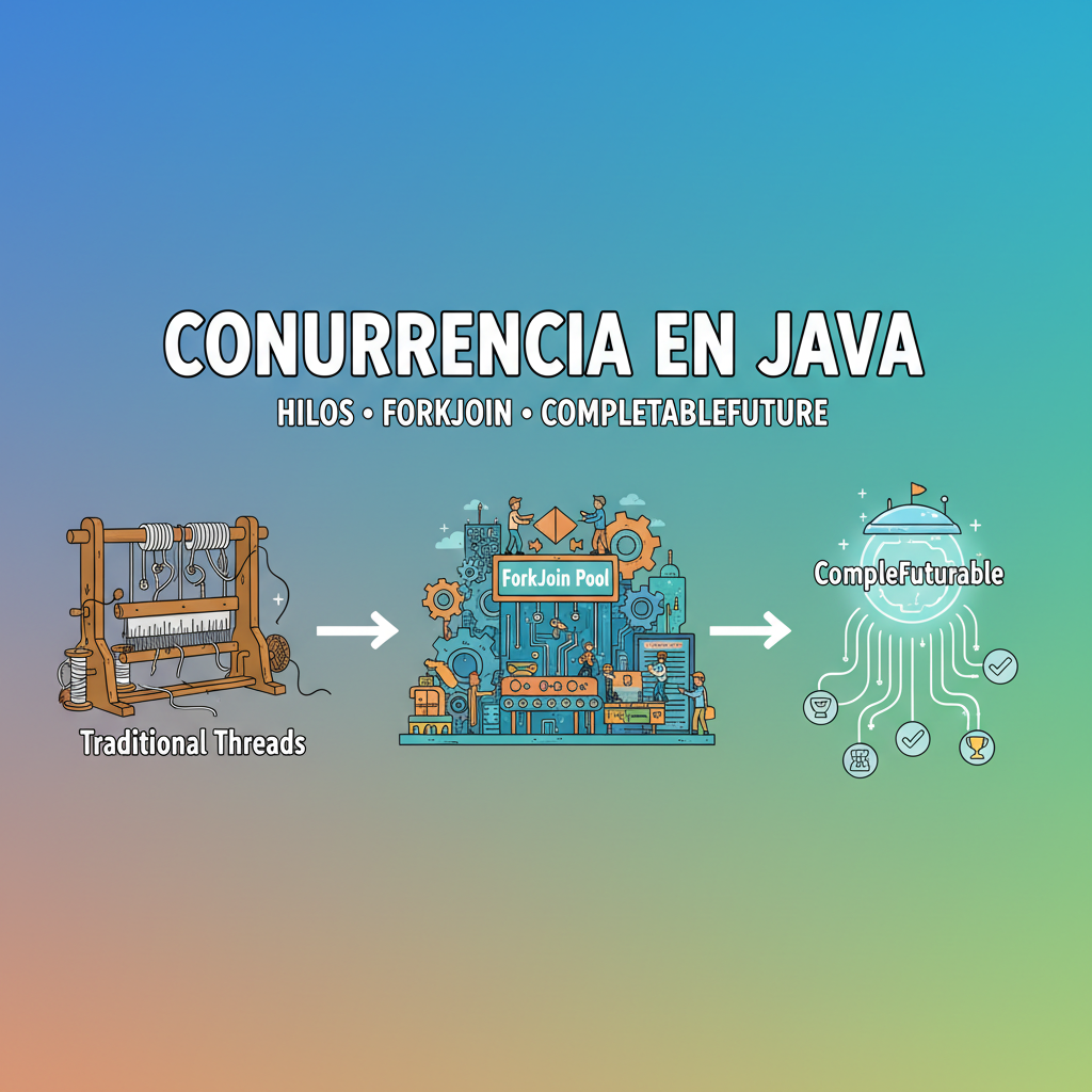Guía completa de concurrencia en Java: de hilos tradicionales a CompletableFuture y ForkJoin